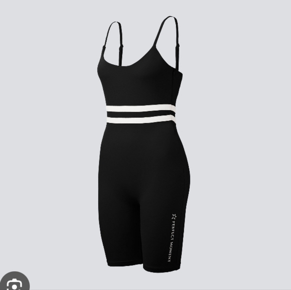 Perfect Moment Seamless Stripe Fitness Suit in Black - Picture 1 of 16